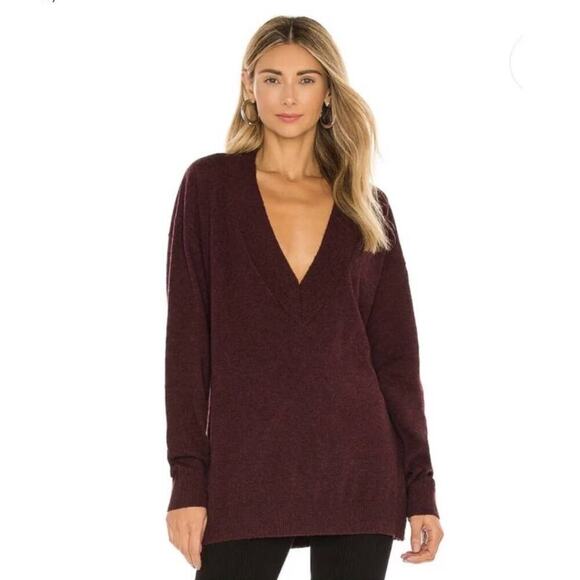 Lovers + Friends Sweaters - Lovers + Friends Mikael Sweater Burgundy Red V Neck Long Sleeve Oversized XS